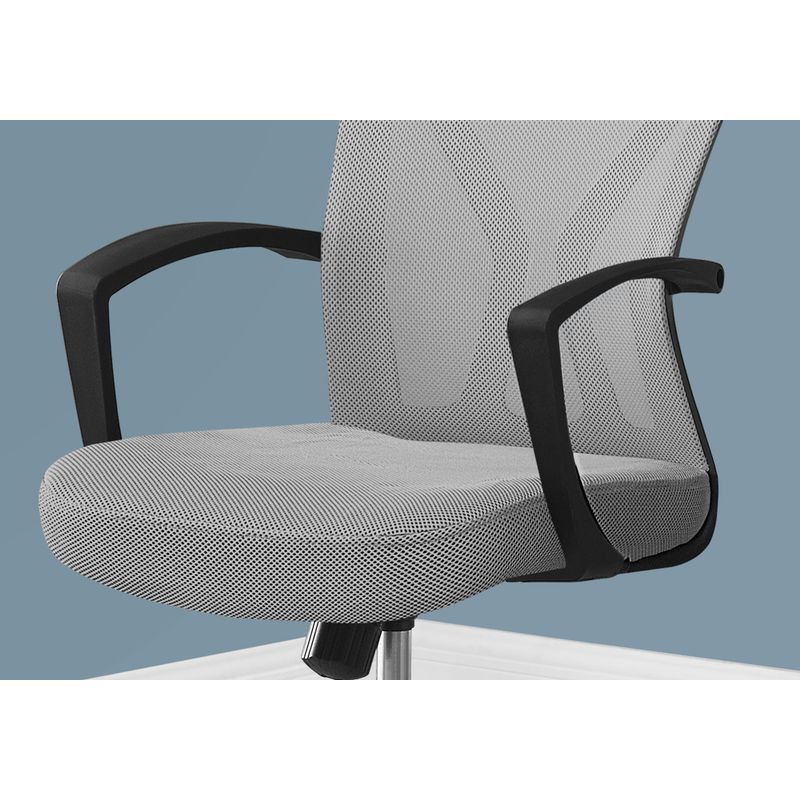 Office Chair/ Adjustable Height/ Swivel/ Ergonomic/ Armrests/ Computer Desk/ Work/ Metal/ Fabric/ Grey/ Chrome/ Contemporary/ Modern