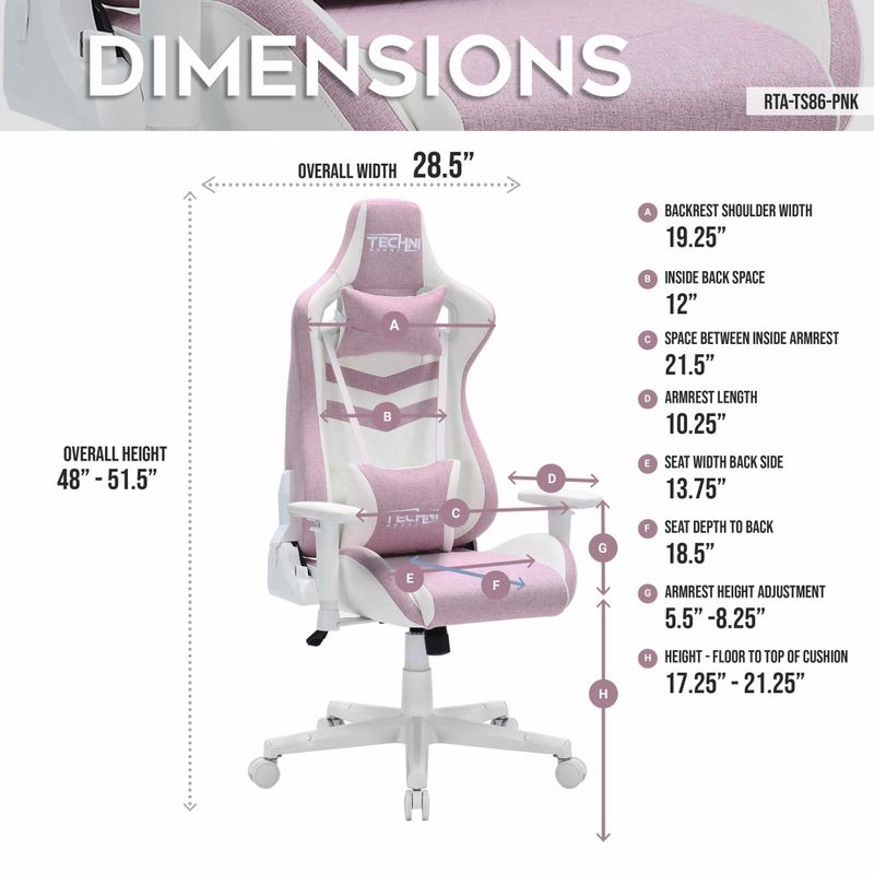 Ergonomic Pastel Gaming Chair, Pink