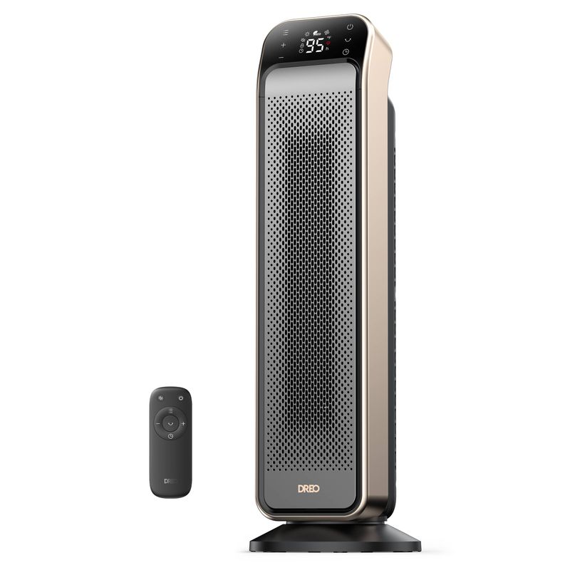 Dreo - 25 11.5ft/s Fast Portable Room Heater with Remote and ThermostatOverheating Tip-Over Protection Solaris Max - Gold