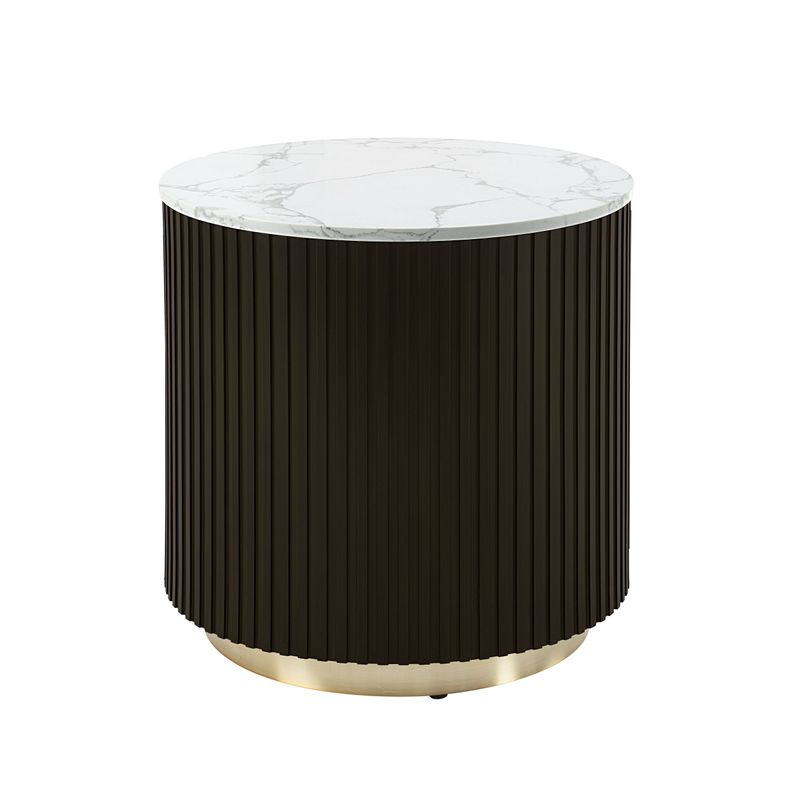 ACME Clayten End Table in White Natural Marble Top & Espresso Finish