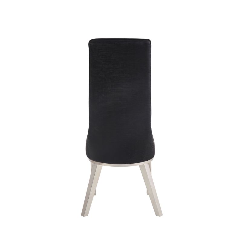 ACME Gianna Side Chair (Set-2), Black Synthetic Leather & Stainless Steel