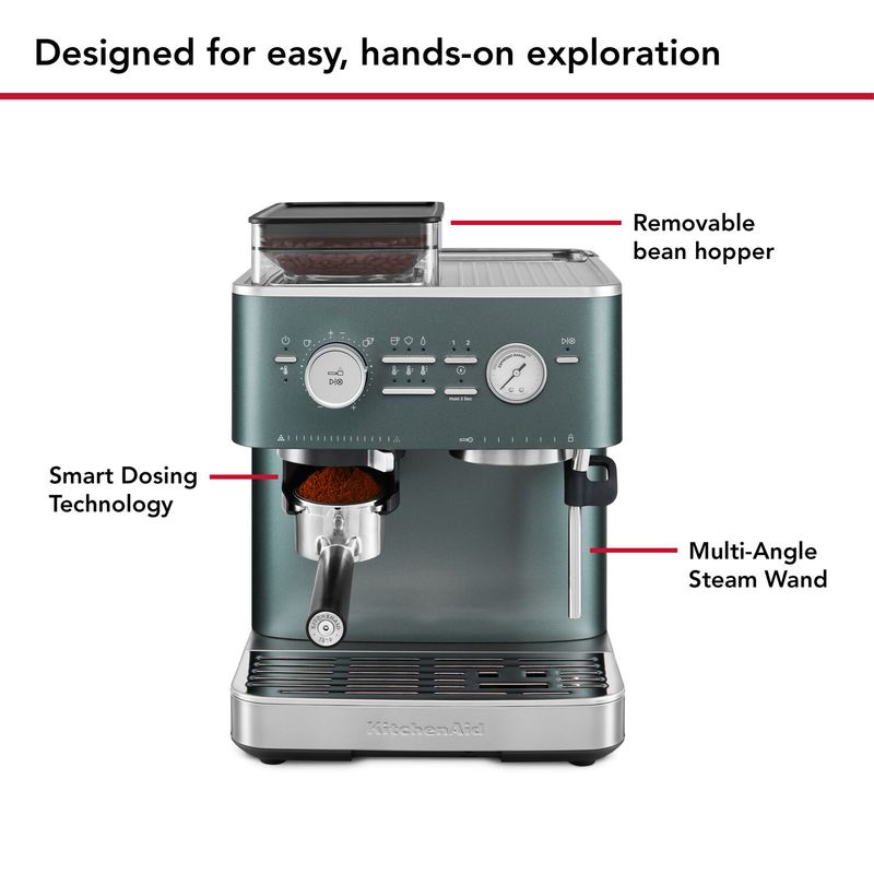 KitchenAid Semi Automatic Espresso Machine with Burr Grinder in Candy Apple Red