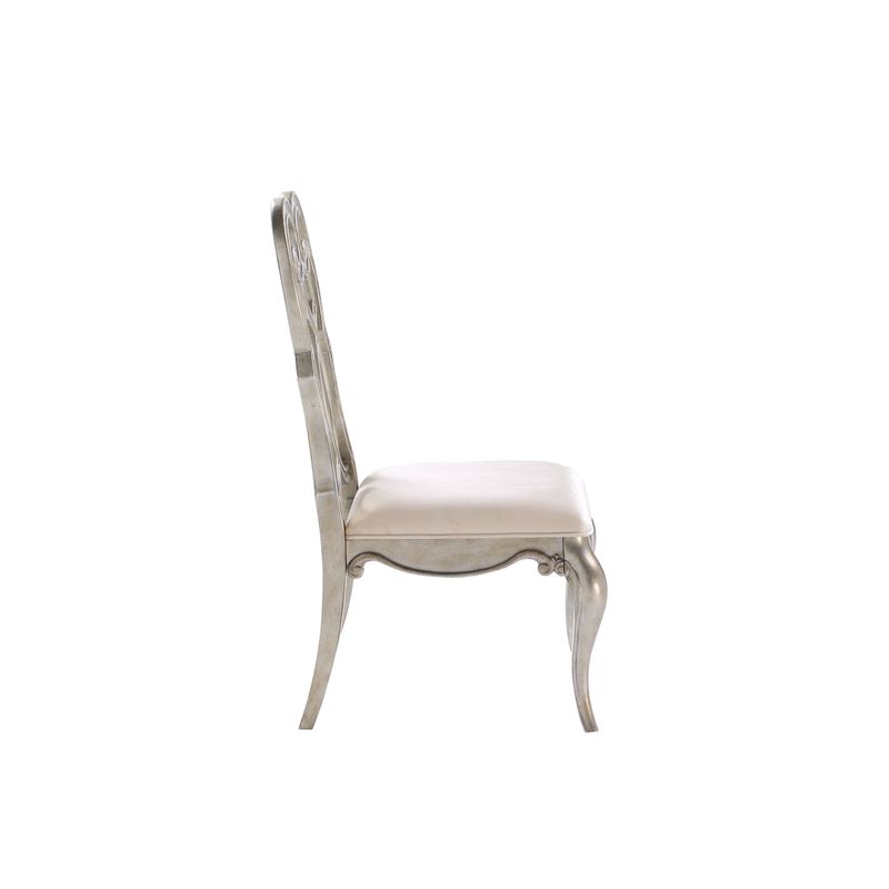 ACME Esteban Side Chair (Set-2), Ivory Velvet & Antique Champagne Finish