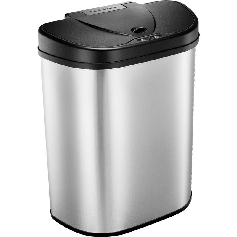 Insignia - 18 Gal. Automatic Trash Can with Recycle and Waste Divider - Stainless steel