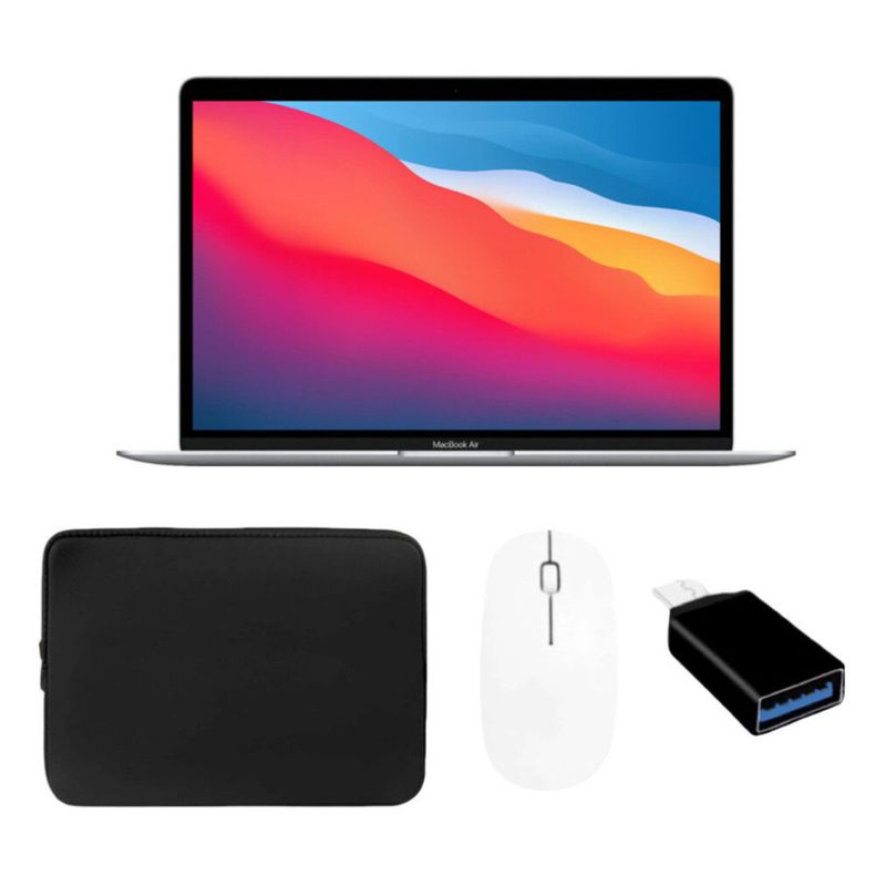 MacBook Air 13.3" Laptop Apple M1 chip 8GB Memory 256GB SSD (Latest Model) Silver (Black Sleeve Bundle)