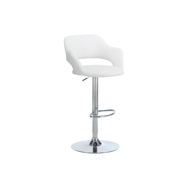 Bar Stool/ Swivel/ Bar Height/ Adjustable/ Metal/ Pu Leather Look/ White/ Chrome/ Contemporary/ Modern