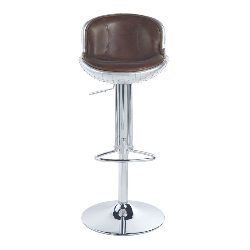 ACME Brancaster Adjustable Stool w/Swivel, Vintage Brown Top Grain Leather & Aluminum