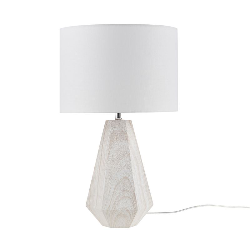 Natural Whitewash Flinn 23" Resin Table Lamp with Faux Wood Texture