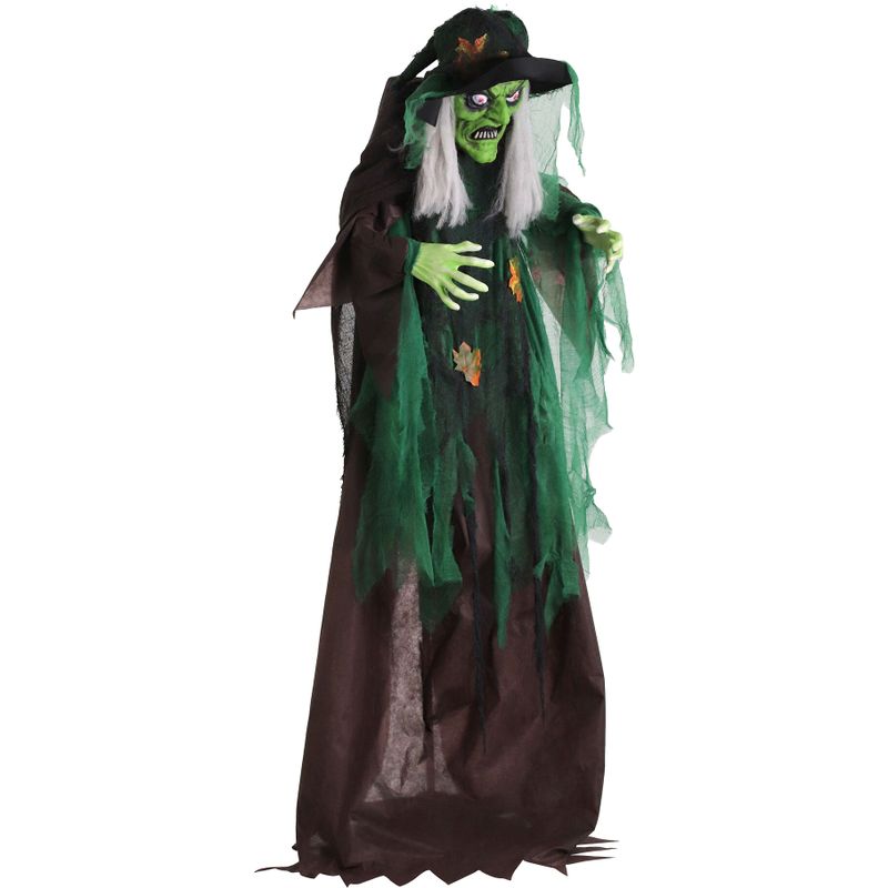 Animatronic Talking Forest Witch with Movement and Lights for Scary Halloween Decoration