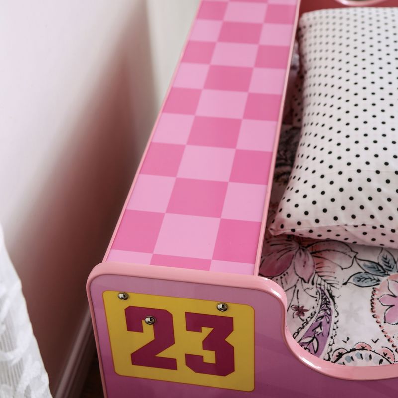 Novelty Pink Twin Race Car Bed