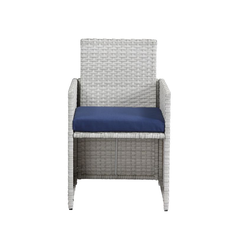 ACME Paitalyi 9Pc Bistro Set, Blue Fabric & Wicker