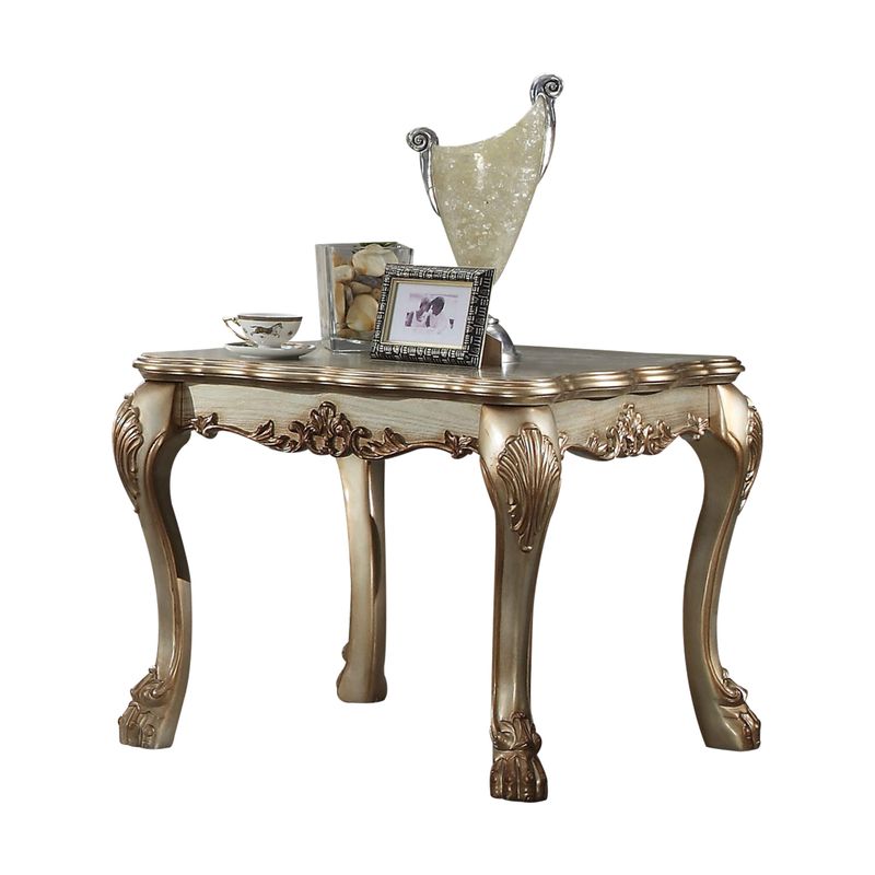 ACME Dresden End Table, Gold Patina & Bone