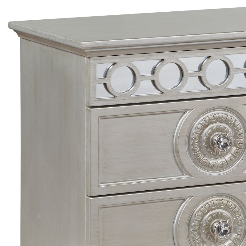 ACME Varian Nightstand, Silver & Mirrored Finish