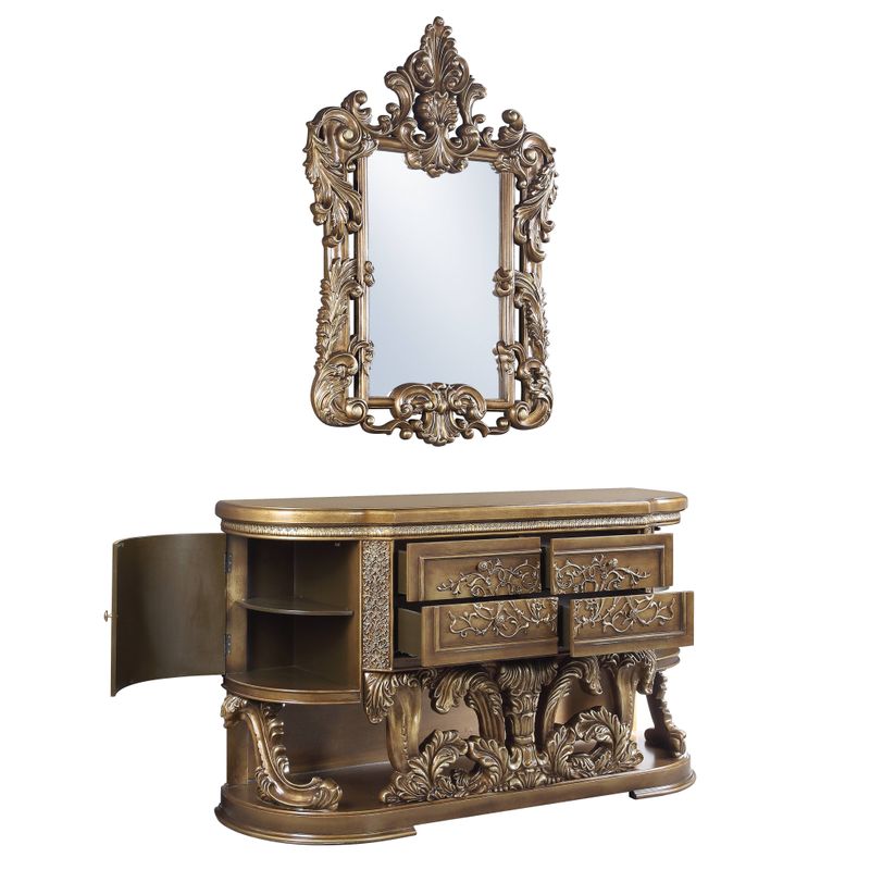 ACME Constantine Mirror, Brown & Gold Finish