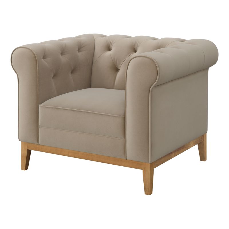 Sandrine Button Tufted Tuxedo Arms Sofa Camel