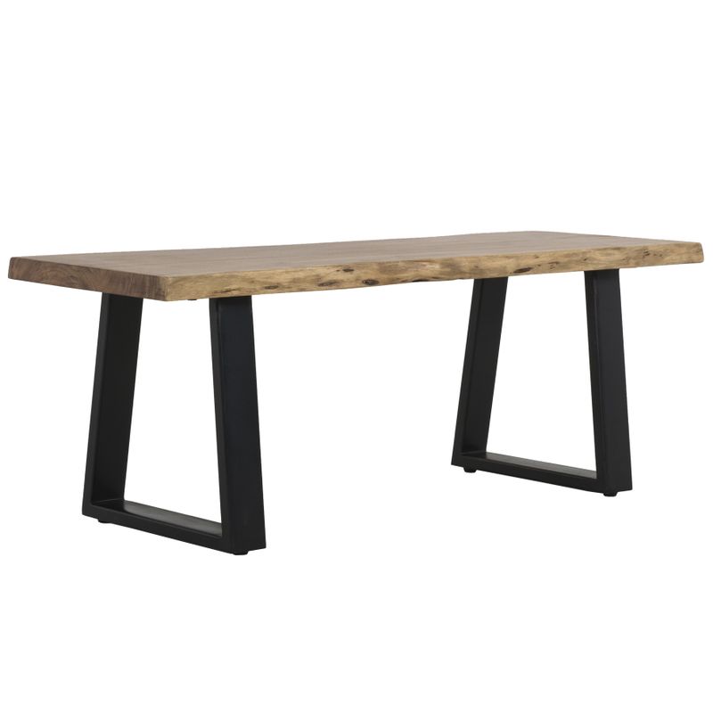 Kiel Brown/Black Acacia Solid Wood Backless Dining Bench 70 in. W x 18 in. H