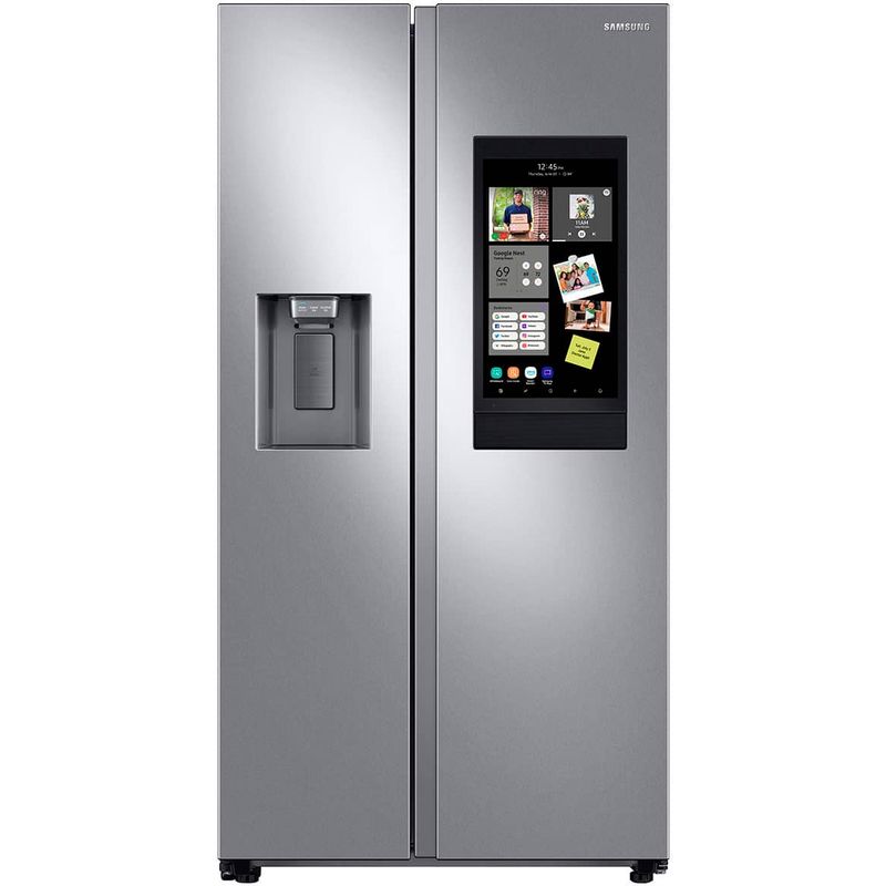Samsung - 26.7 cu. ft. Side-by-Side Smart Refrigerator with 21.5" Touch-Screen Family Hub - Stainless steel