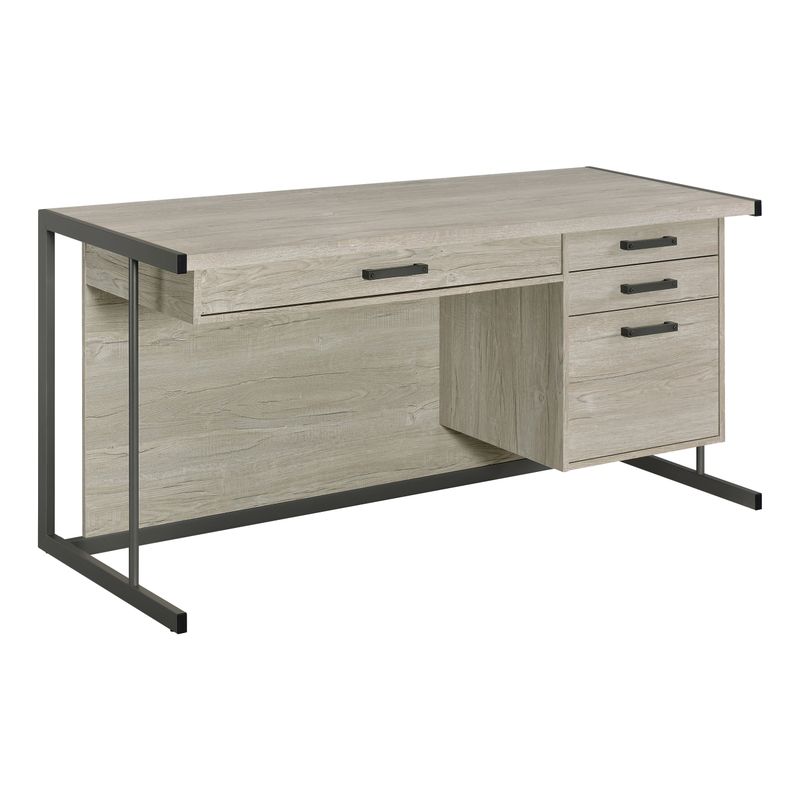 Loomis 4-drawer Rectangular Office Desk Whitewashed Grey and Gunmetal