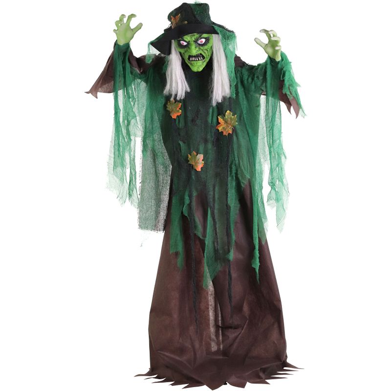 Animatronic Talking Forest Witch with Movement and Lights for Scary Halloween Decoration