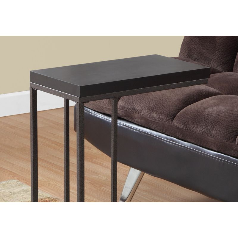 Accent Table/ C-shaped/ End/ Side/ Snack/ Living Room/ Bedroom/ Metal/ Laminate/ Brown/ Contemporary/ Modern