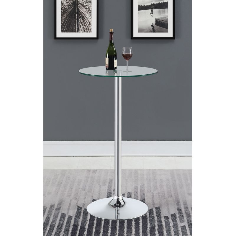 Abiline Glass Top Round Bar Table Chrome