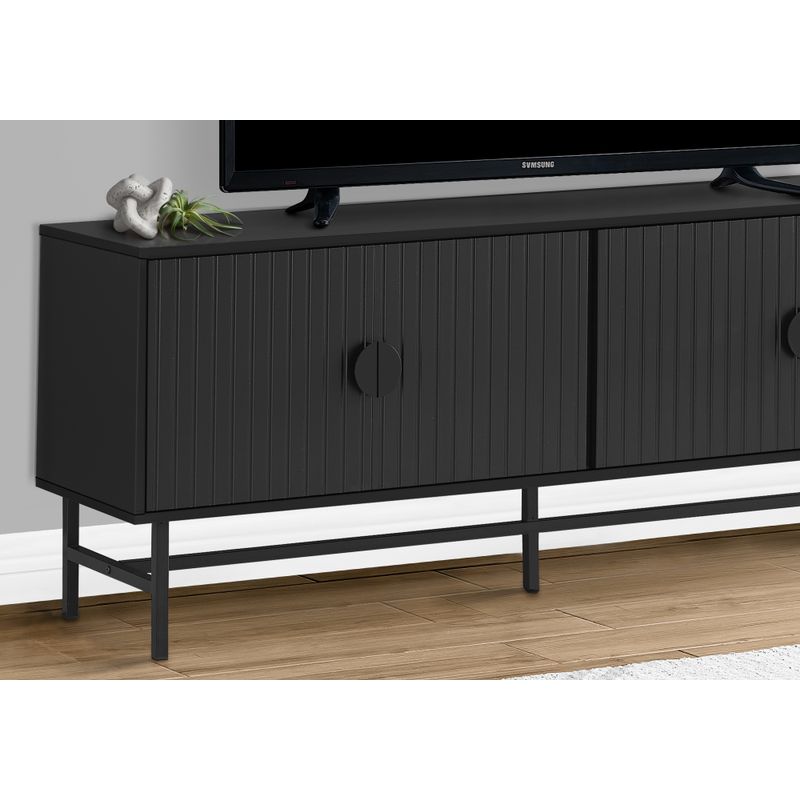 TV Stand - 60"L / Black With Black Metal