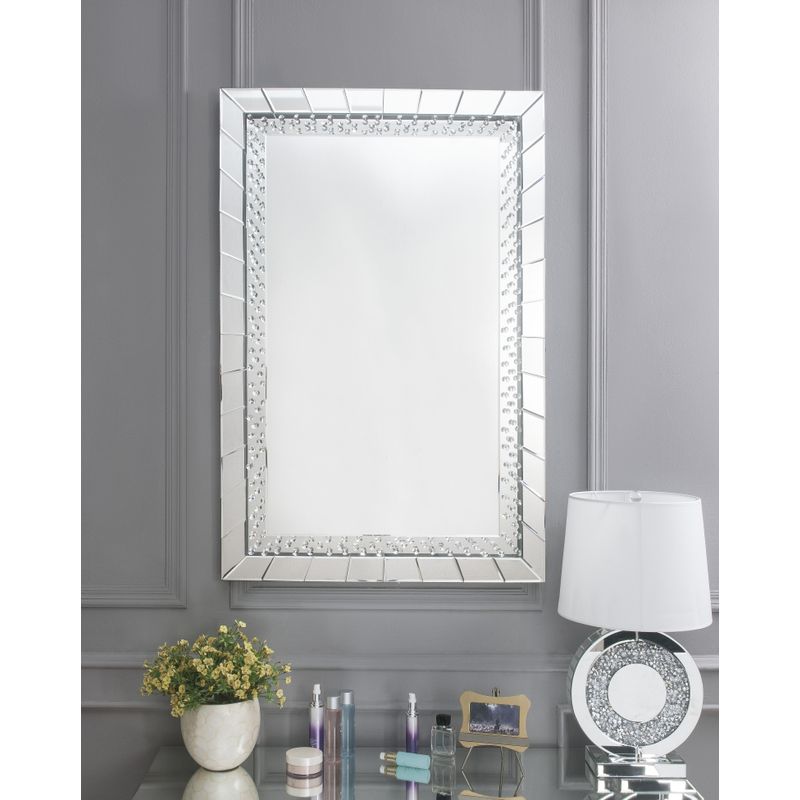 ACME Nysa Accent Mirror, Mirrored & Faux Crystals