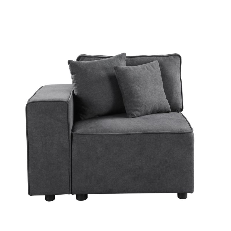ACME Silvester Modular - Left Facing Chair w/2 Pillows, Gray Fabric