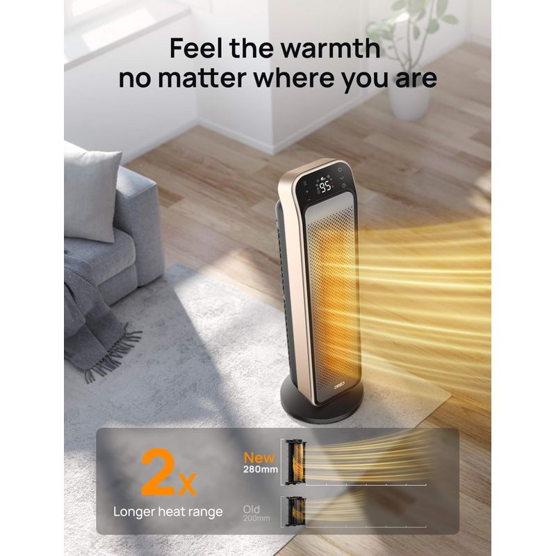 Dreo - 25 11.5ft/s Fast Portable Room Heater with Remote and ThermostatOverheating Tip-Over Protection Solaris Max - Gold