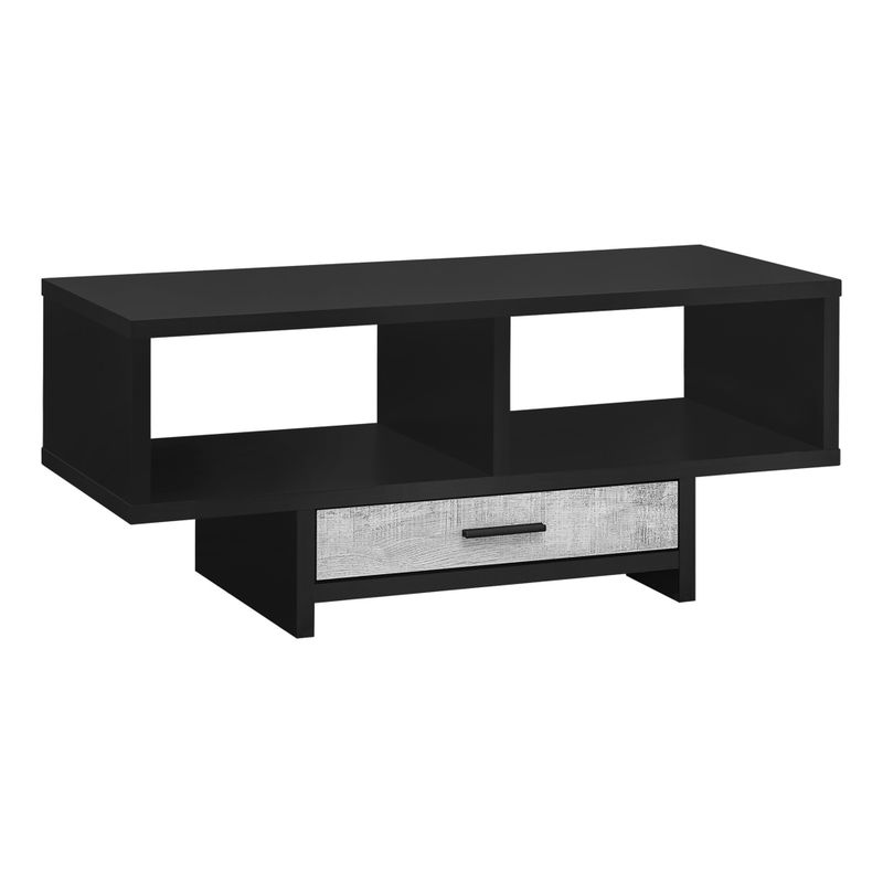 Coffee Table/ Accent/ Cocktail/ Rectangular/ Storage/ Living Room/ 42" L/ Drawer/ Laminate/ Black/ Grey/ Contemporary/ Modern