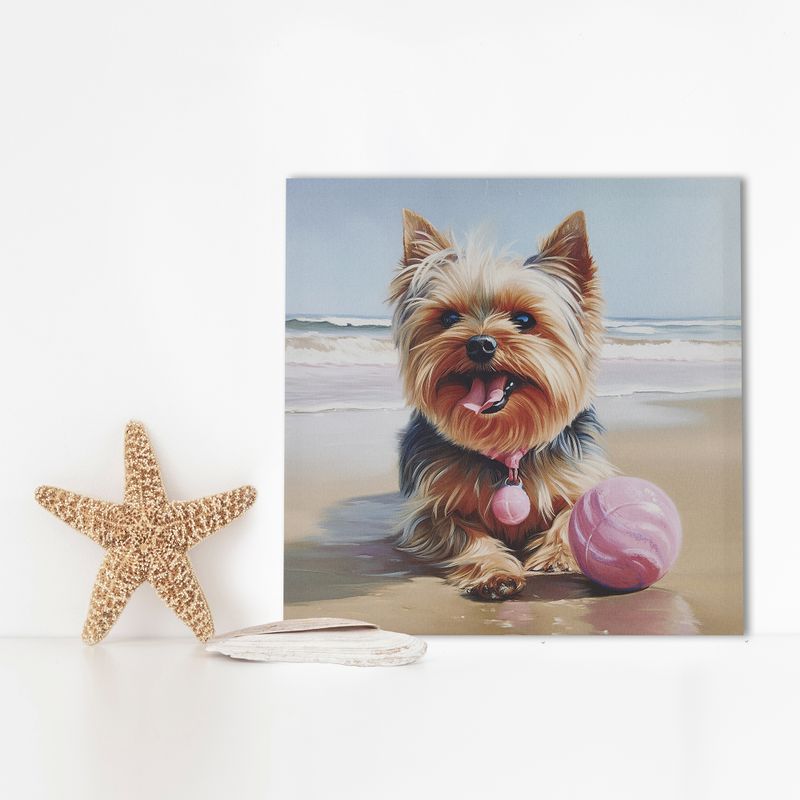 Yorkie/Blue Multi Beach Dogs Yorkie Canvas Wall Art See below