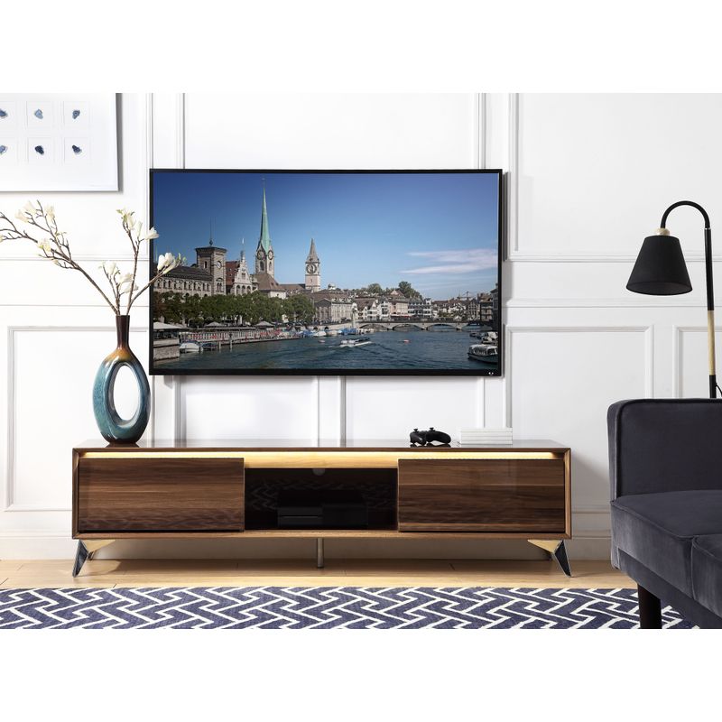 ACME Raceloma TV Stand, LED, Walnut & Chrome Finish