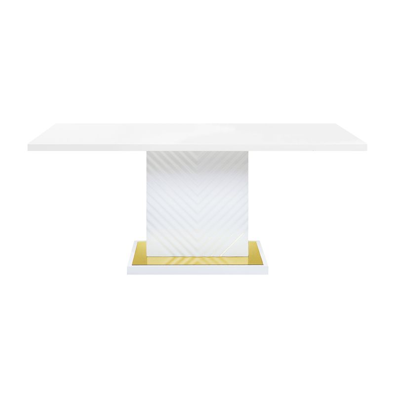 ACME Gaines Dining Table w/Pedestal Base, White High Gloss Finish