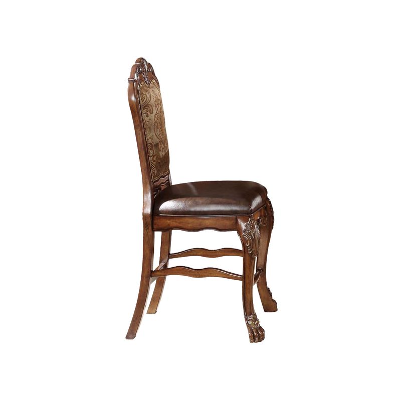ACME Dresden Counter Height Chair (Set-2), Synthetic Leather & Cherry Oak
