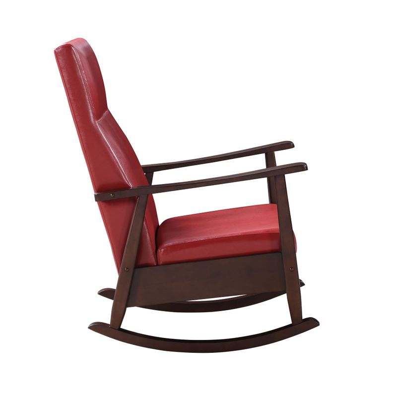 ACME Raina Rocking Chair, Red Synthetic Leather & Espresso Finish
