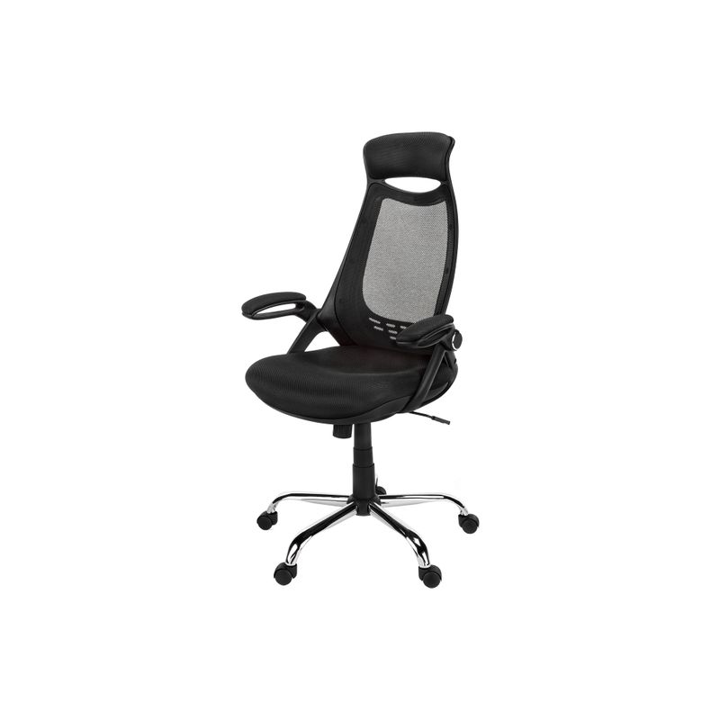 Office Chair/ Adjustable Height/ Swivel/ Ergonomic/ Armrests/ Computer Desk/ Work/ Metal/ Mesh/ Black/ Chrome/ Contemporary/ Modern