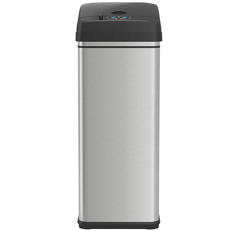 iTouchless - 13 Gallon Touchless Sensor Trash Can with Pet-Proof Lid and AbsorbX Odor Control Stainless Steel Automatic Kitchen Bin - Silver