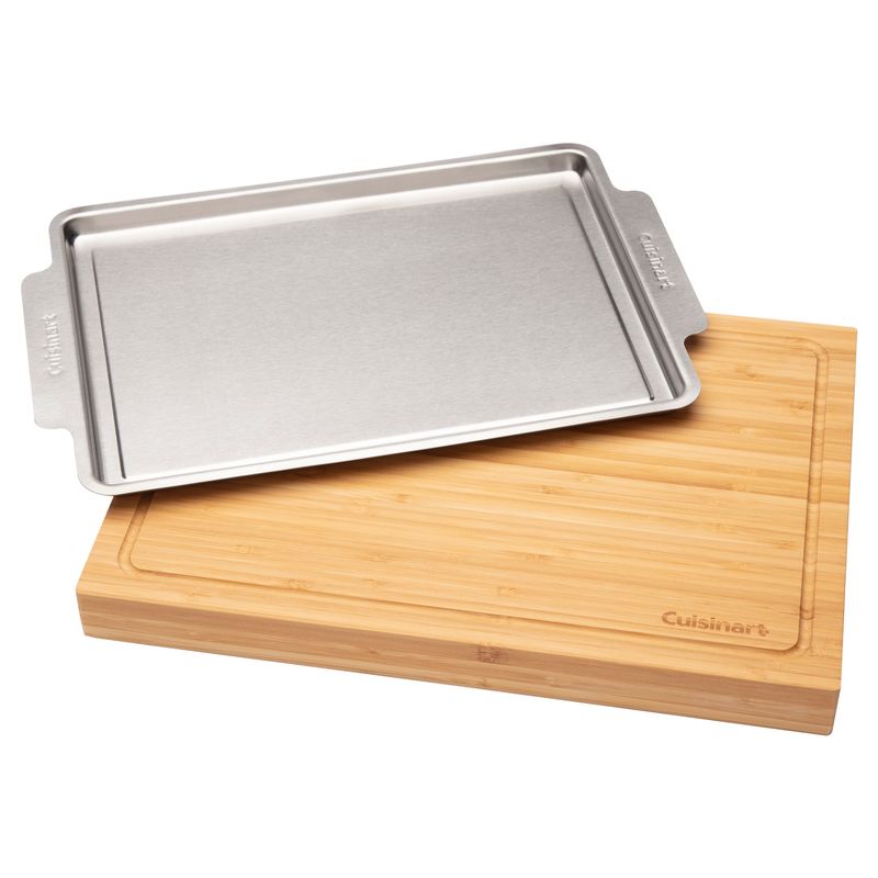 Cuisinart - Bamboo Cutting Board w/ Stainless Steel Tray