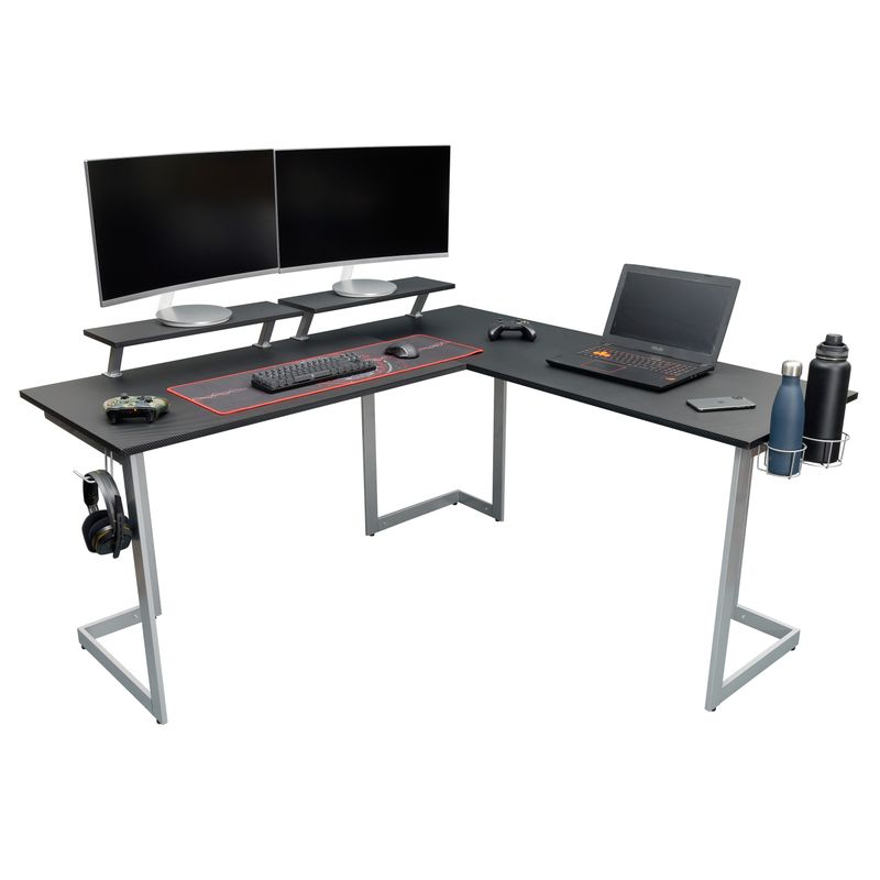 Warrior L-Shaped Gaming Desk, Black