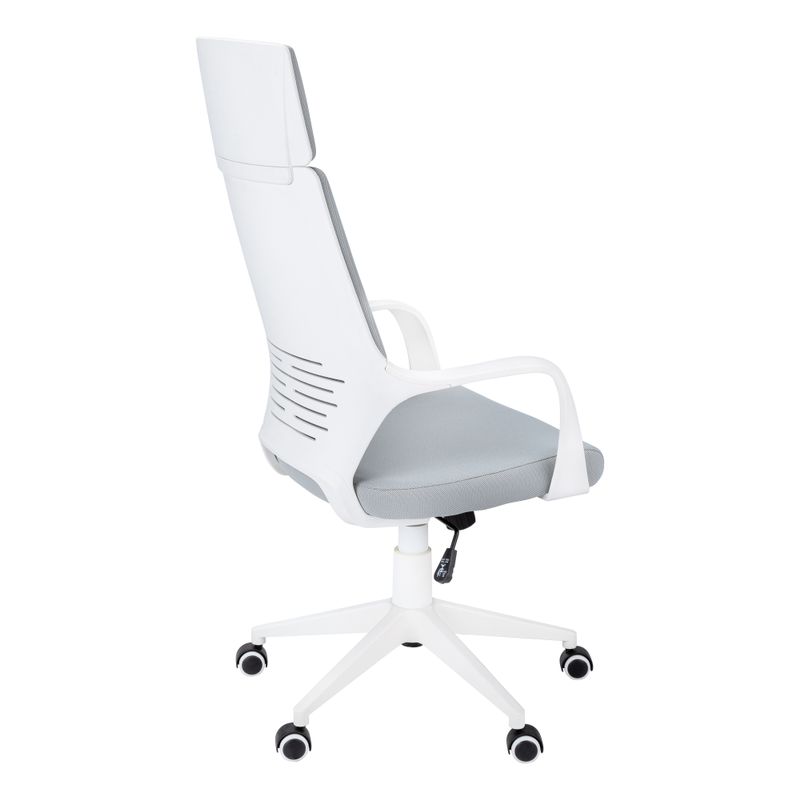 Office Chair/ Adjustable Height/ Swivel/ Ergonomic/ Armrests/ Computer Desk/ Work/ Metal/ Fabric/ White/ Grey/ Contemporary/ Modern