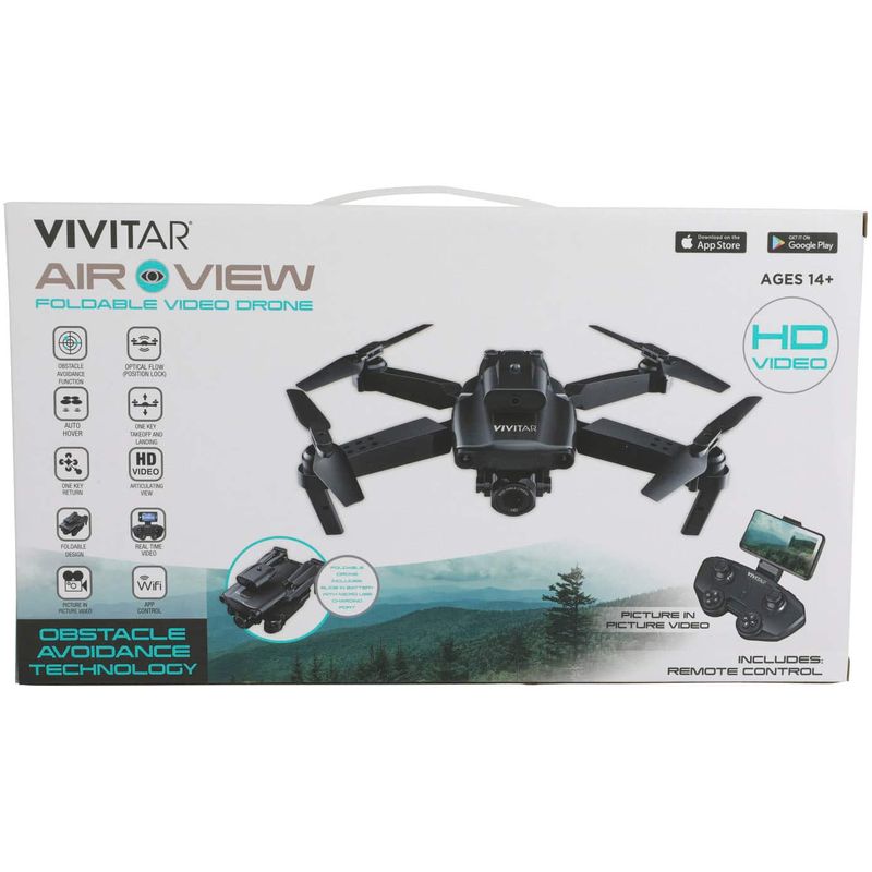 Vivitar - Air View Foldable Drone with Remote - Black