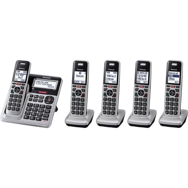 Panasonic - KX-TGF975S Link2Cell DECT 6.0 Expandable Cordless Phone System with Digital Answering System and Smart Call Blocker - Silver