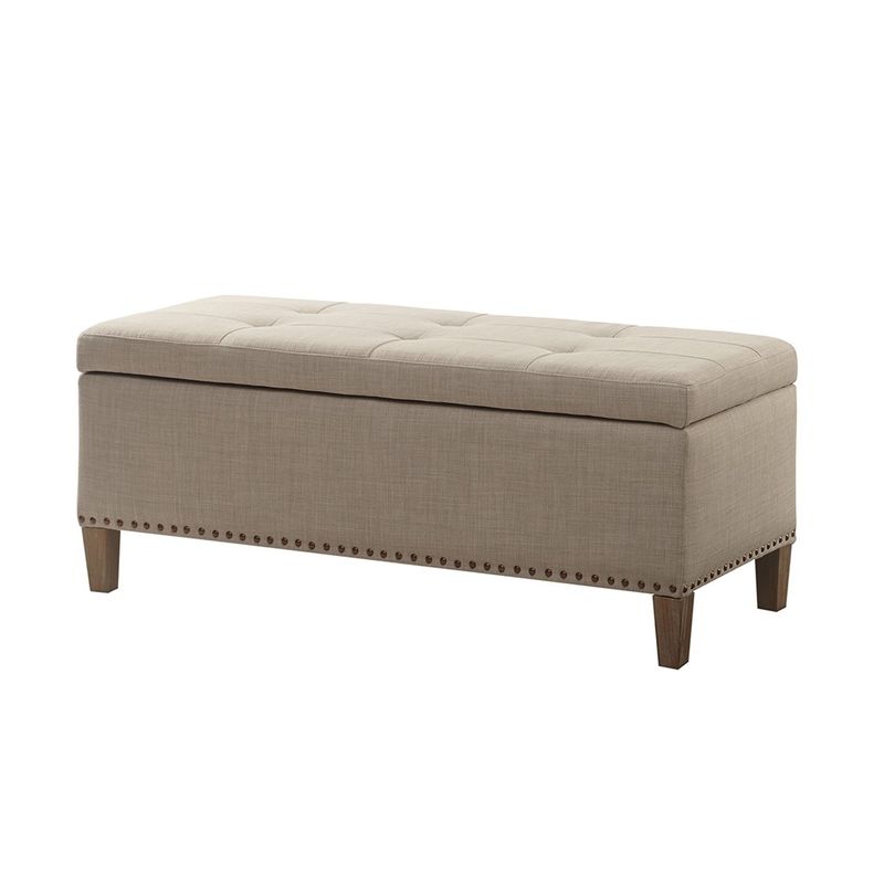 Mae II Light Taupe Tufted Top Storage Bench