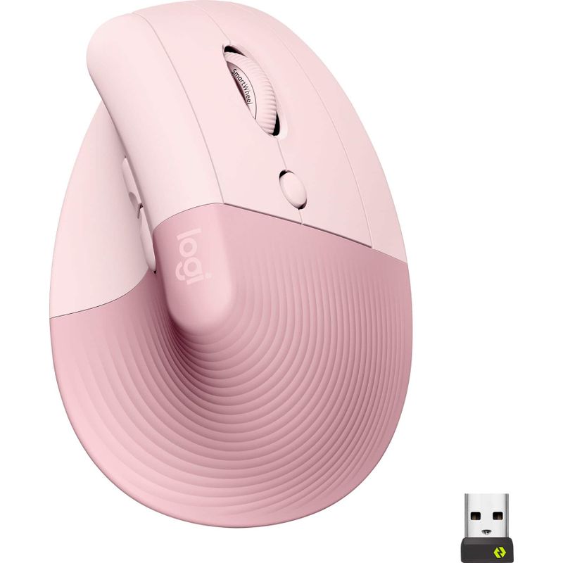 Logitech - Lift Vertical Wireless Optical Ergonomic Mouse with 4 Customizable Buttons - Wireless - Rose