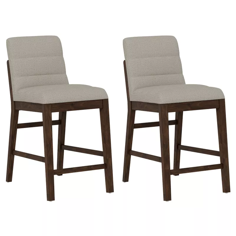 Ronan Rich Brown Upholstered Gathering Stools, Set of 2