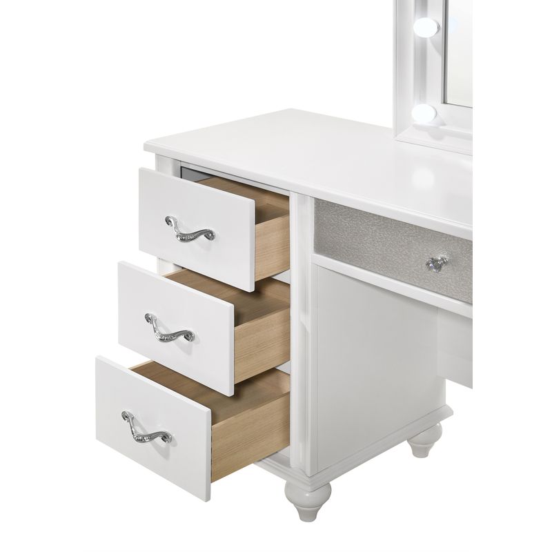 Barzini 7-drawer Vanity Desk with Lighted Mirror White