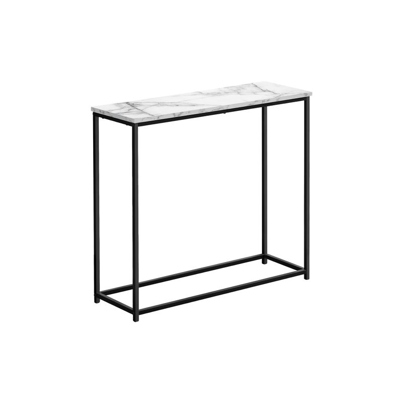 Accent Table/ Console/ Entryway/ Narrow/ Sofa/ Living Room/ Bedroom/ Metal/ Laminate/ White Marble Look/ Black/ Contemporary/ Modern