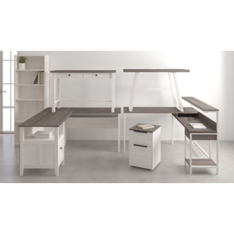 Two-tone Dorrinson L-Desk with Storage