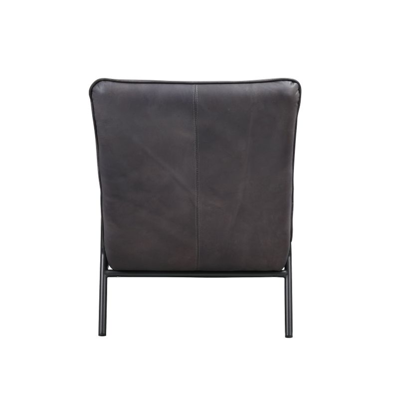 ACME Nignu Accent Chair, Gray Top Grain Leather & Matt Iron Finish