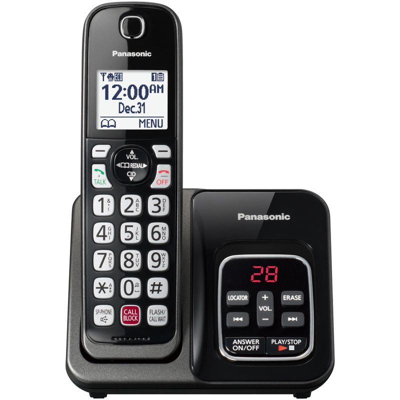 Panasonic - KX-TGD830M DECT 6.0 Expandable Cordless Phone System with Digital Answering System - Matte Black